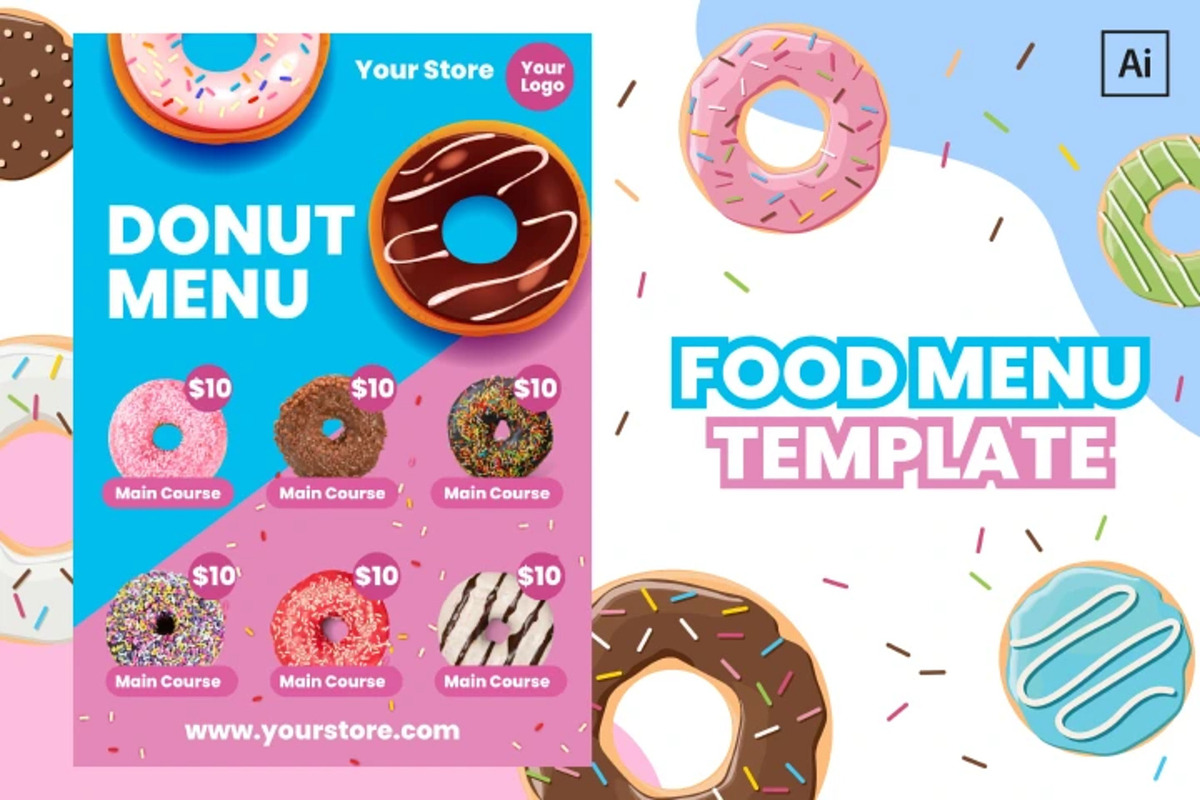 Donut Menu Design Template, a Brochure Template by Jogiia Digital