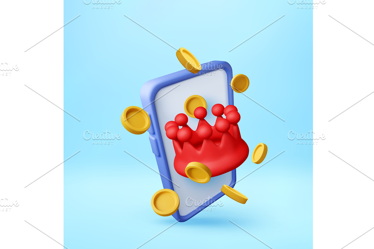 3D crown from smartphone screen with, a Technology Illustration by Abscent