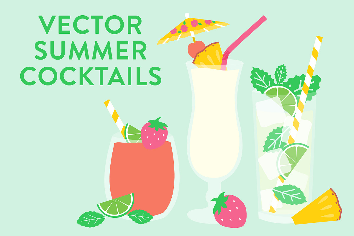 Vector Summer Cocktails, a Food Illustration by Sarah Hearts (Photo 1 of 3)