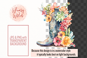 Floral Cowboy Boots Watercolor, a Decorative Illustration by Whimsy & Wishes (Thumbnail 5 of 7)