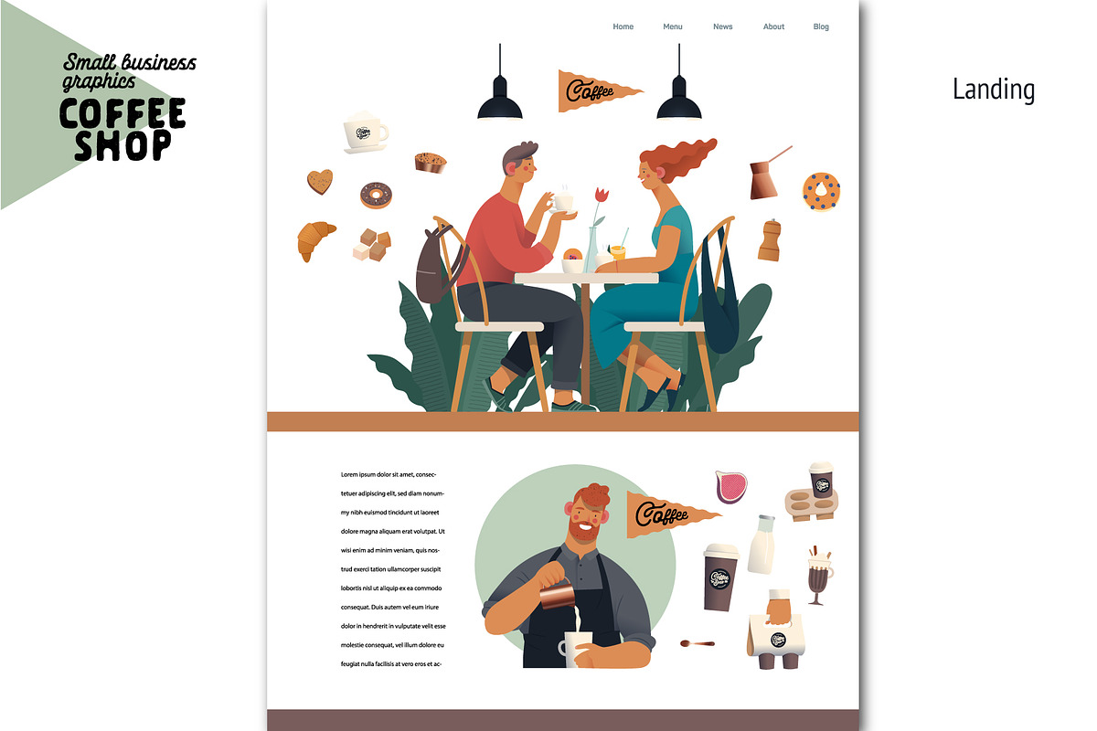 Coffee shop, Small business (vector), a Templates & Theme by Grivina's shop (Photo 8 of 20)