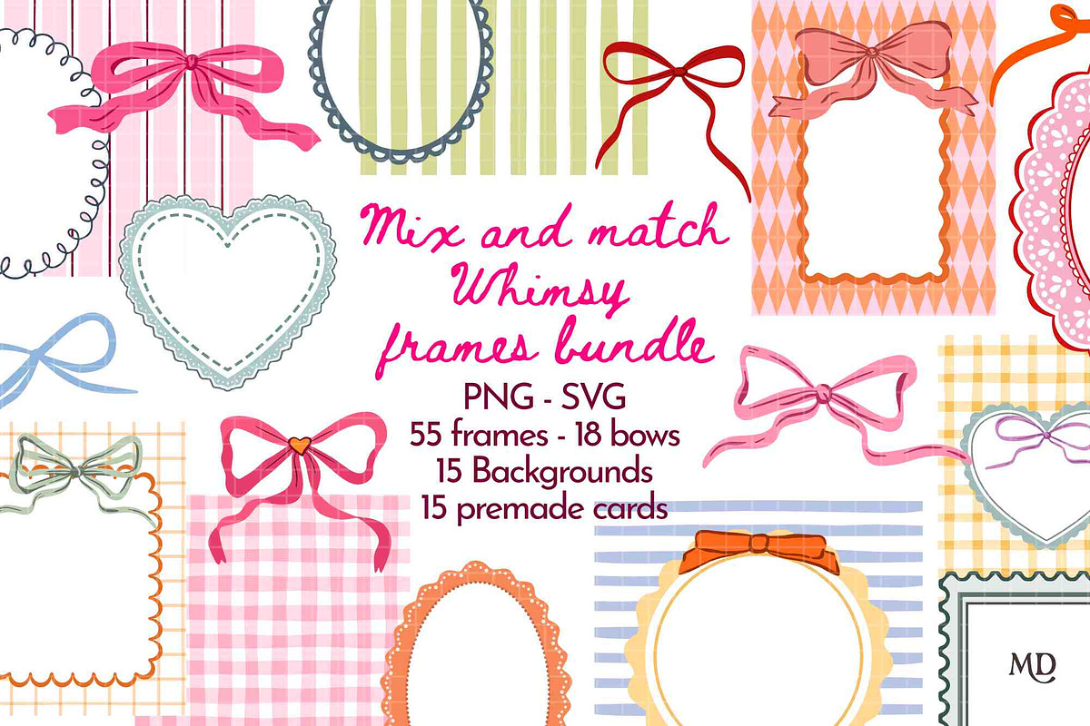 Whimsical Coquette Frames Bundle, a Decorative Illustration by marie dricot (Photo 1 of 12)