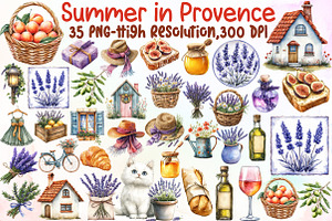 Watercolor Summer in Provence Clipar, an Illustration by Sublimation Artist