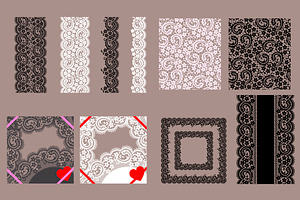 Set Of 15 Vector Lace Cliparts