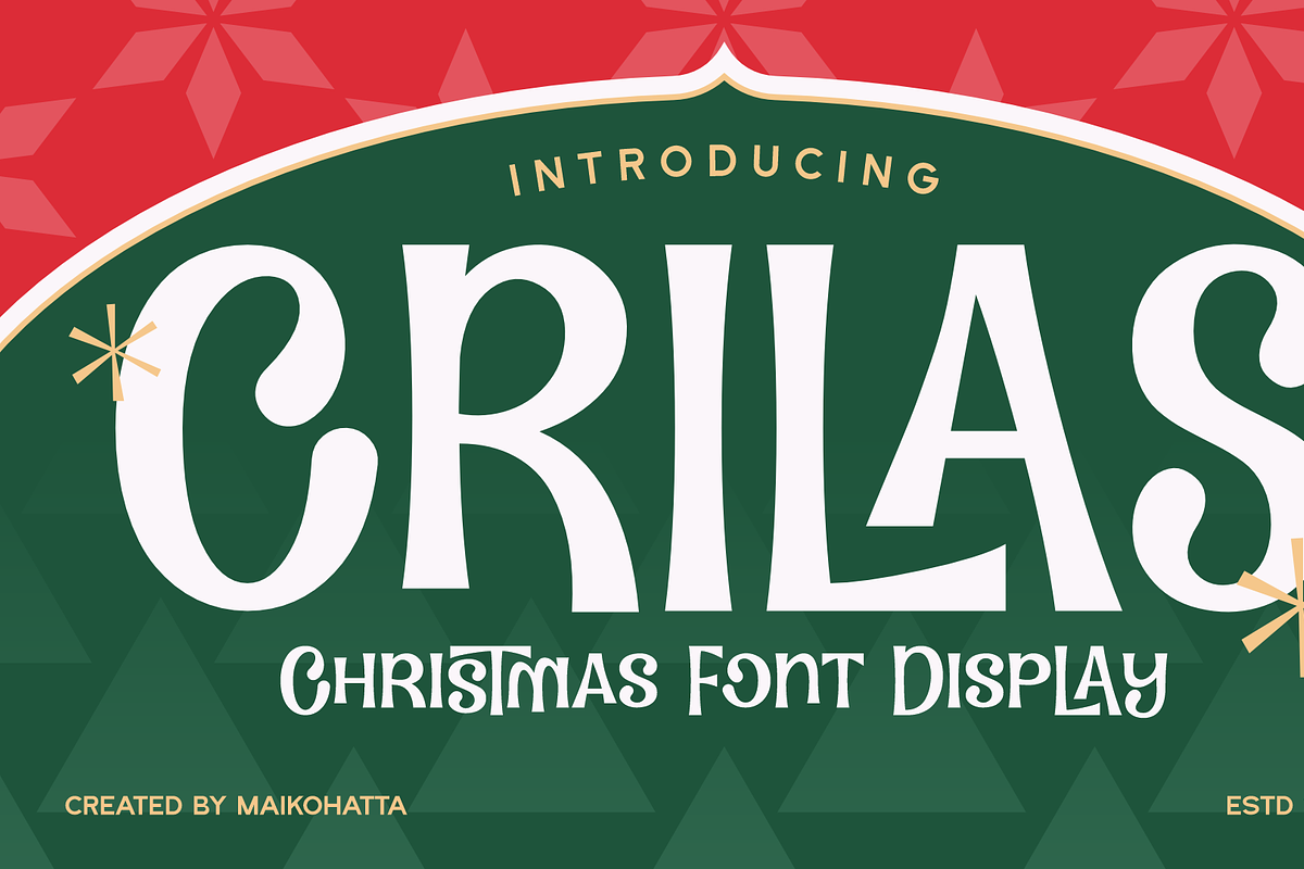 Crilas – Christmas Display Font, a Sans Serif Font by MaikoHatta (Photo 1 of 8)