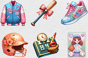 Retro Girly Baseball Clipart Sublima, an Illustration by Black Bird Studio (Thumbnail 5 of 6)
