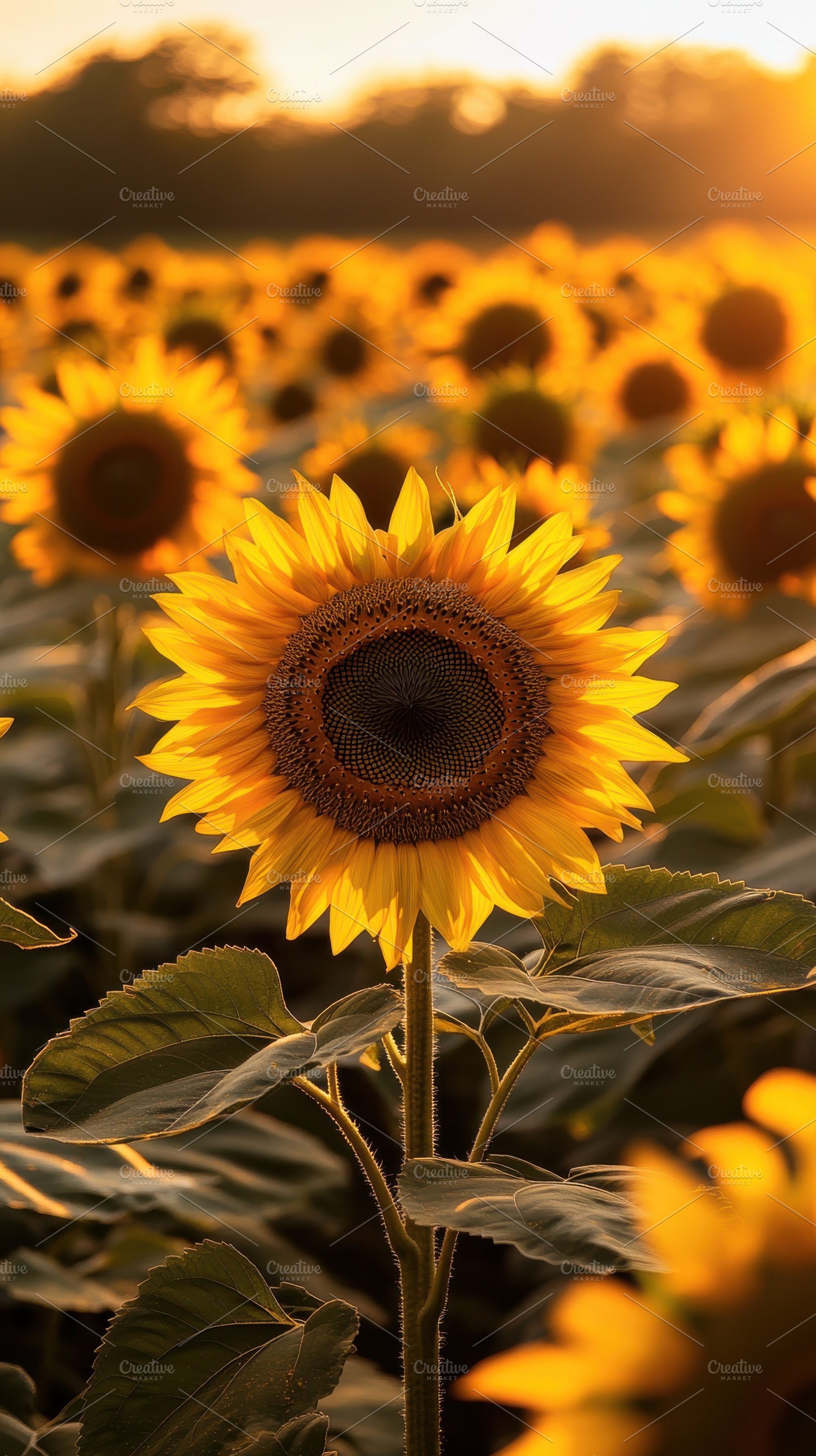 Golden Hour Sunflower Field, a Nature Photo by Virgo Studio