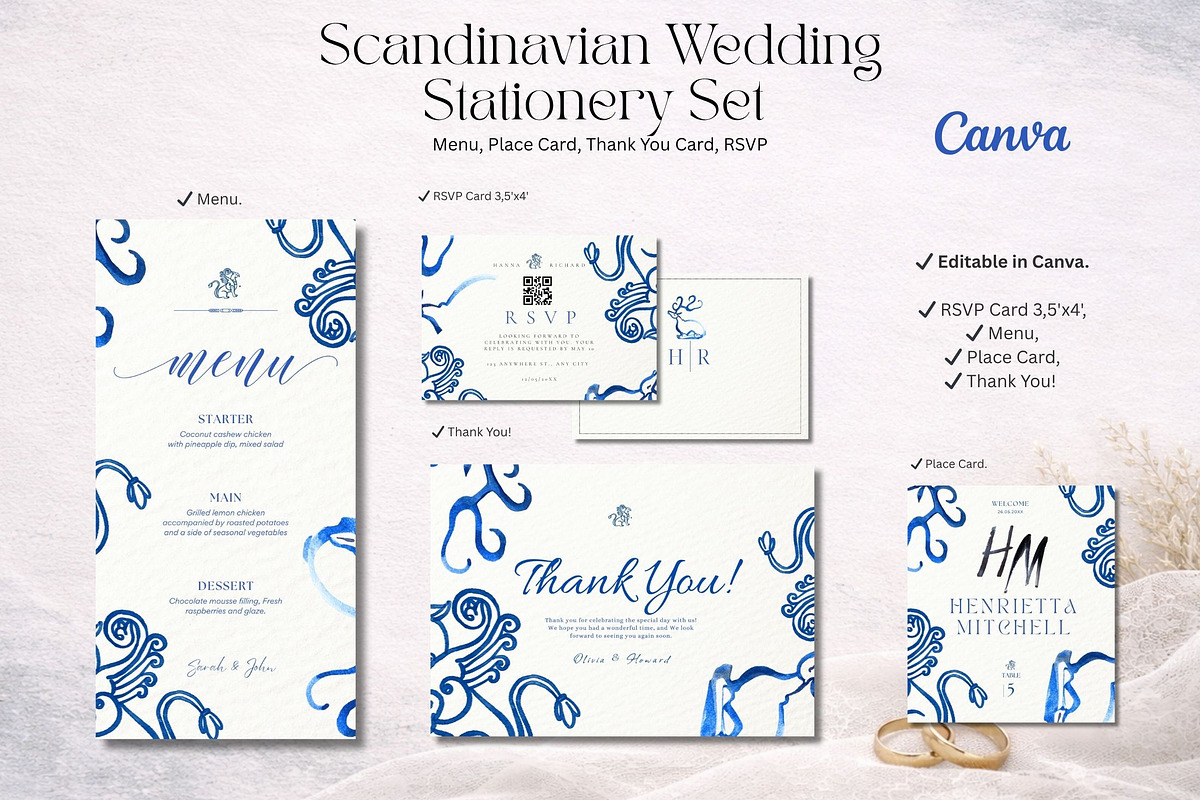 Blue Scandinavian Template Bundle, a Stationery Template by Alisa Mikibith Art (Photo 4 of 19)