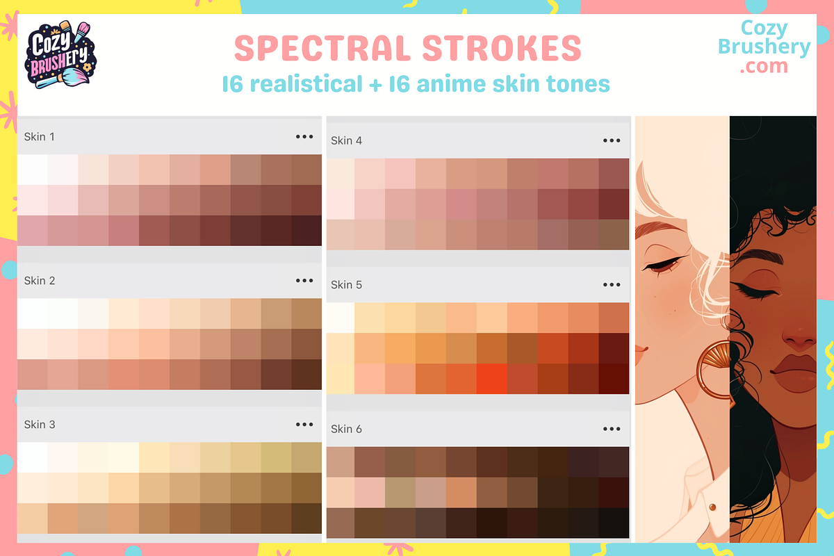 Procreate Skin Tone Swatches Palette, a Brush Add-On by Cozy Brushery (Photo 3 of 5)