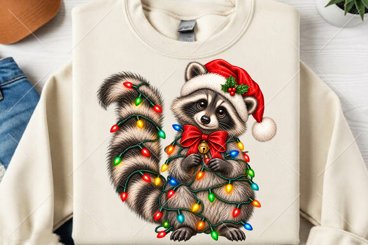 Cute Christmas Raccoon Patchwork PNG, a Seasonal Illustration by Canvas Craft (Photo 2 of 6)