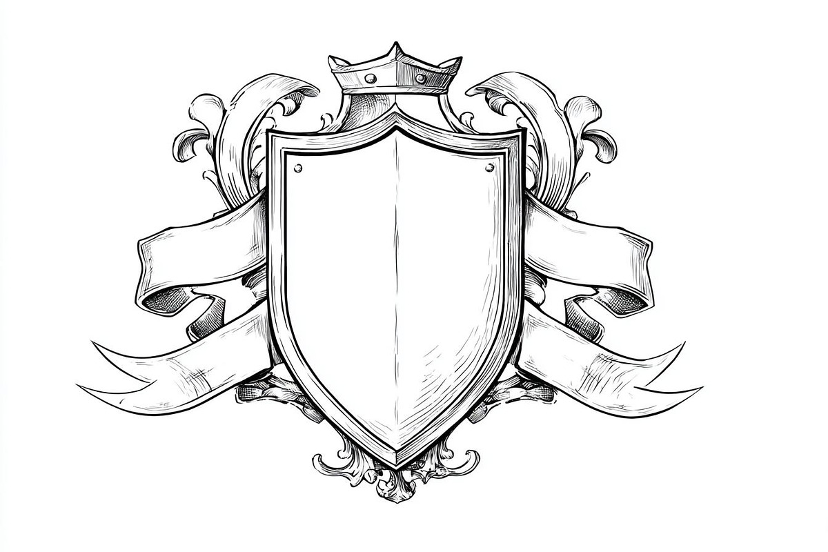 Hand-Drawn Heraldic Shield and Ribbo, a Graphic by BIPLOB EXPERT (Photo 6 of 8)
