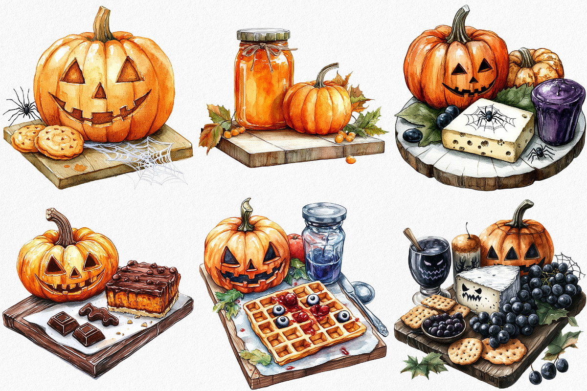 Watercolor Halloween Cutting Board, an Illustration by Canvas Craft (Photo 3 of 8)