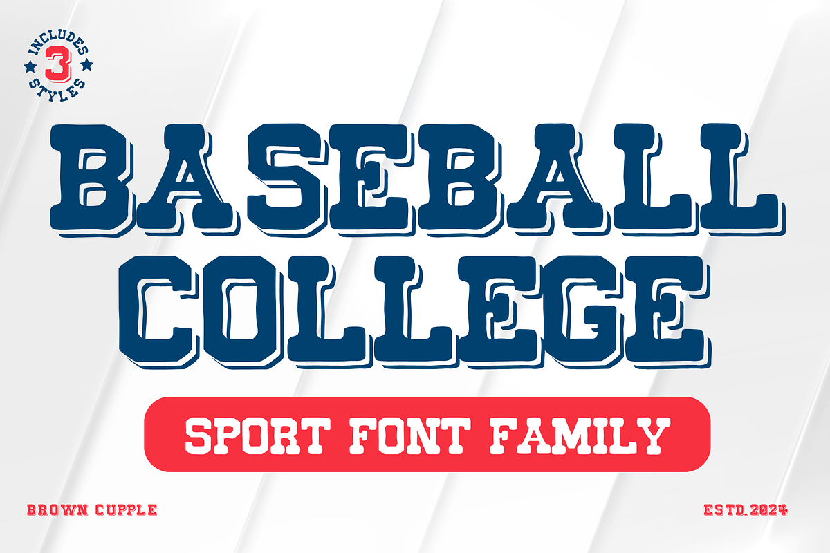 Baseball College is a sport font, a Serif Font by Brown Cupple (Photo 1 of 8)