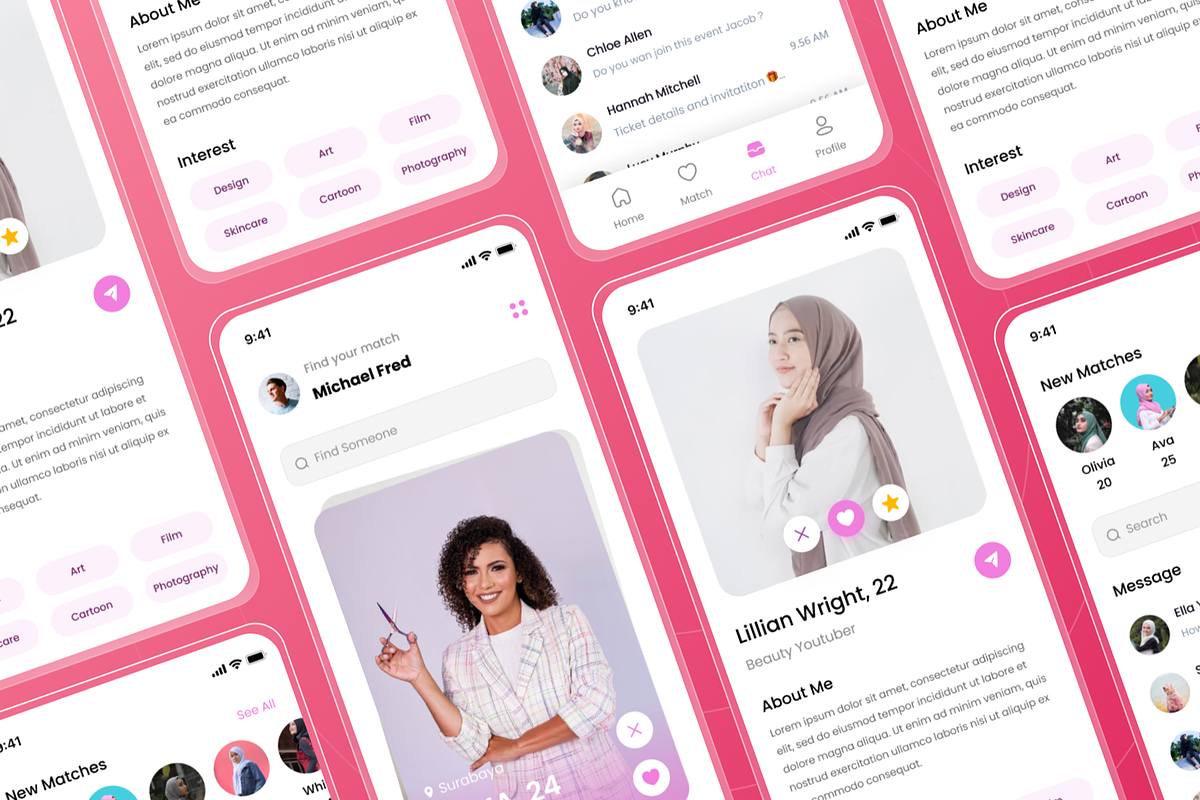 Dating - Mobile App UI Kits, an UI Kit Template by SquidPixey