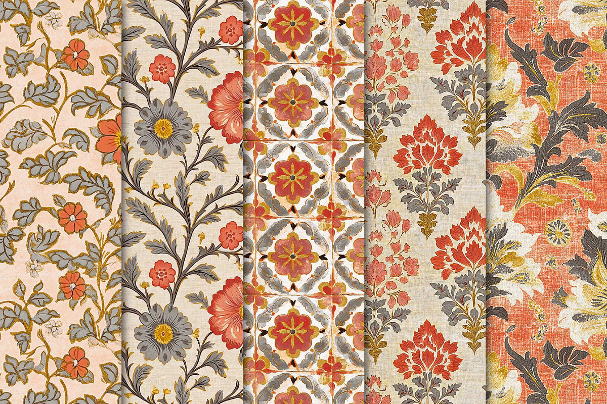 Bohemian Floral Scrapbooking Papers, a Pattern Graphic by Maishop (Photo 3 of 4)
