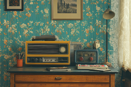 Vintage room showcasing a retro radi, a Photo by Iftikhar Alam