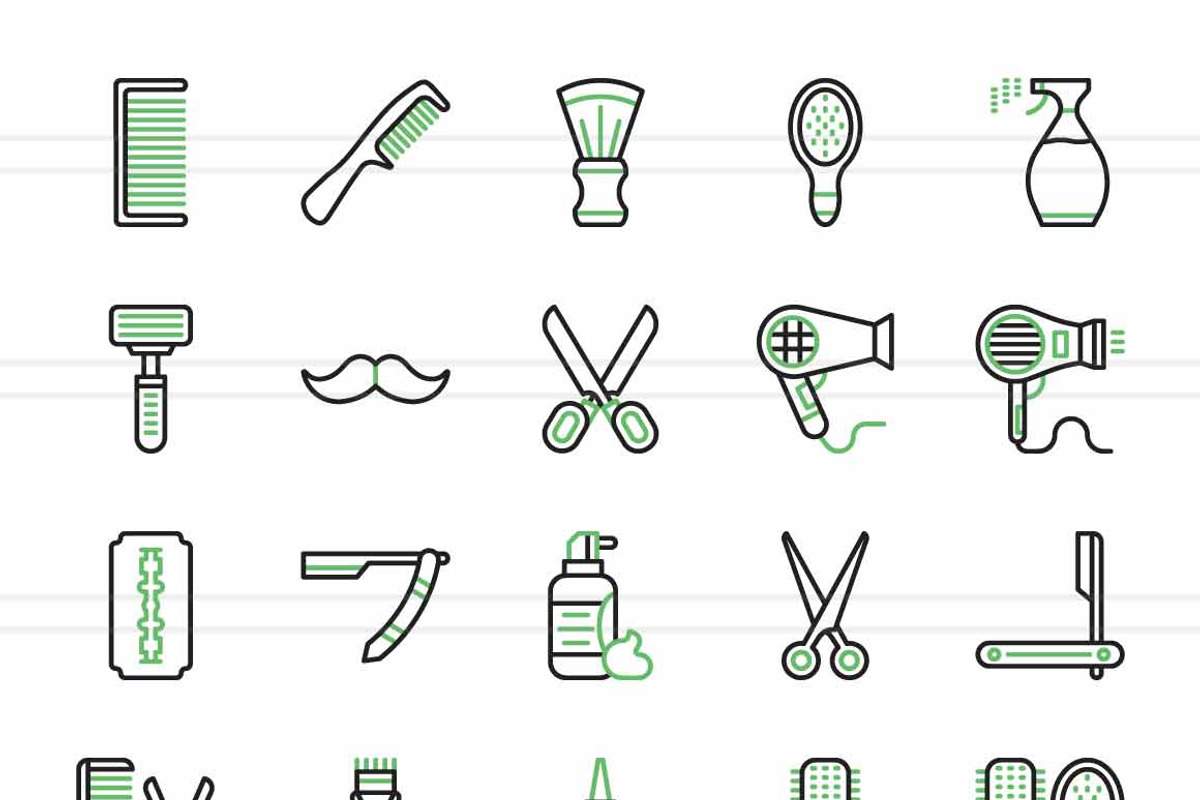 50 Barber’s Tools Green & Black Icon, an Icon by IconBunny (Photo 2 of 2)