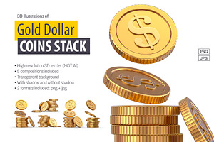 Set of Gold Coins Isolated PNG & JPG, an Object Graphic by LoopAll