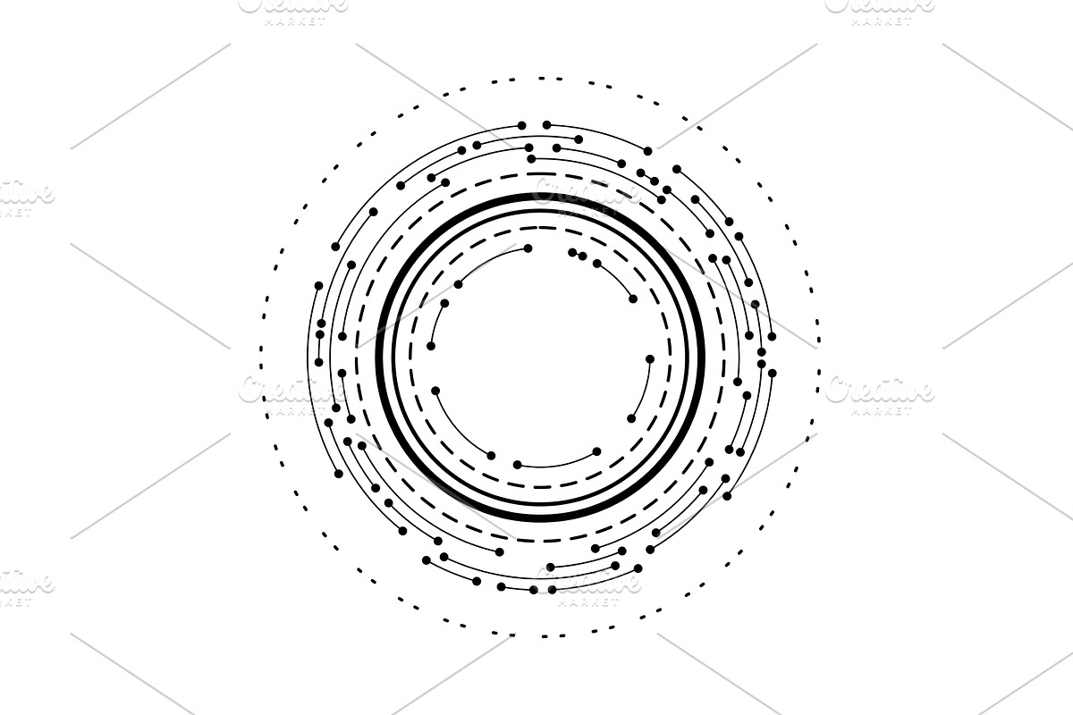 Circuit board circle frame, a Technology Illustration by Things for designers