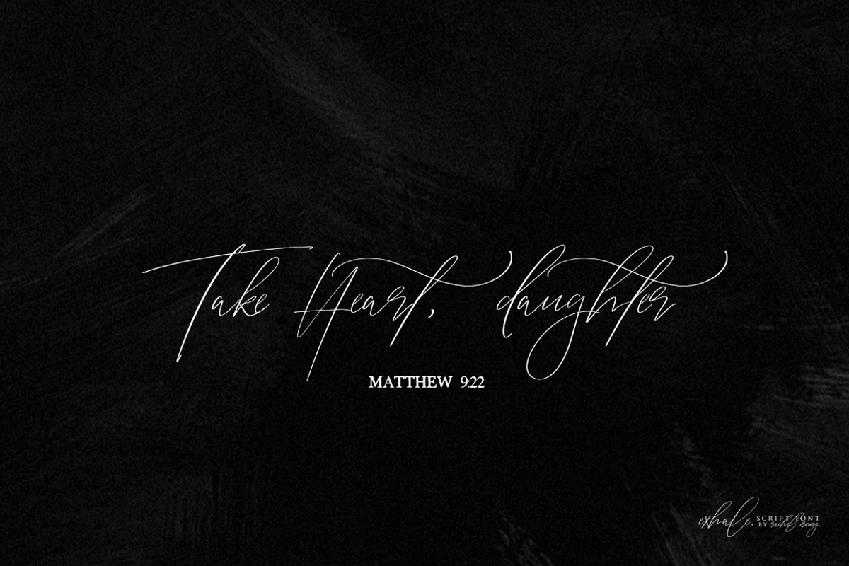 exhale. | calligraphy script font preview 2