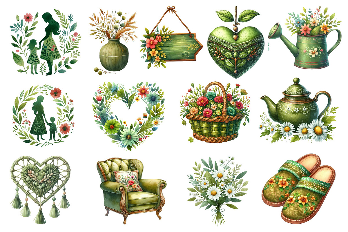 Boho Olive Green Mother's Day, an Illustration by Dream Creation (Photo 4 of 4)