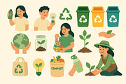 Eco Friendly Doodle Set, a Person Illustration by ananastya (Thumbnail 2 of 7)