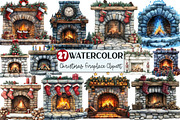 Christmas Fireplace Clipart, an Illustration by Rose Art (Thumbnail 1 of 4)