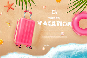 Vacation time banner. Realistic, an Object Illustration by Stock-Smart-Start