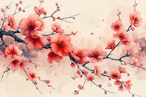 Floral botanical illustration collection with roses peonies cher, a Nature Photo by José Manuel Gelpi