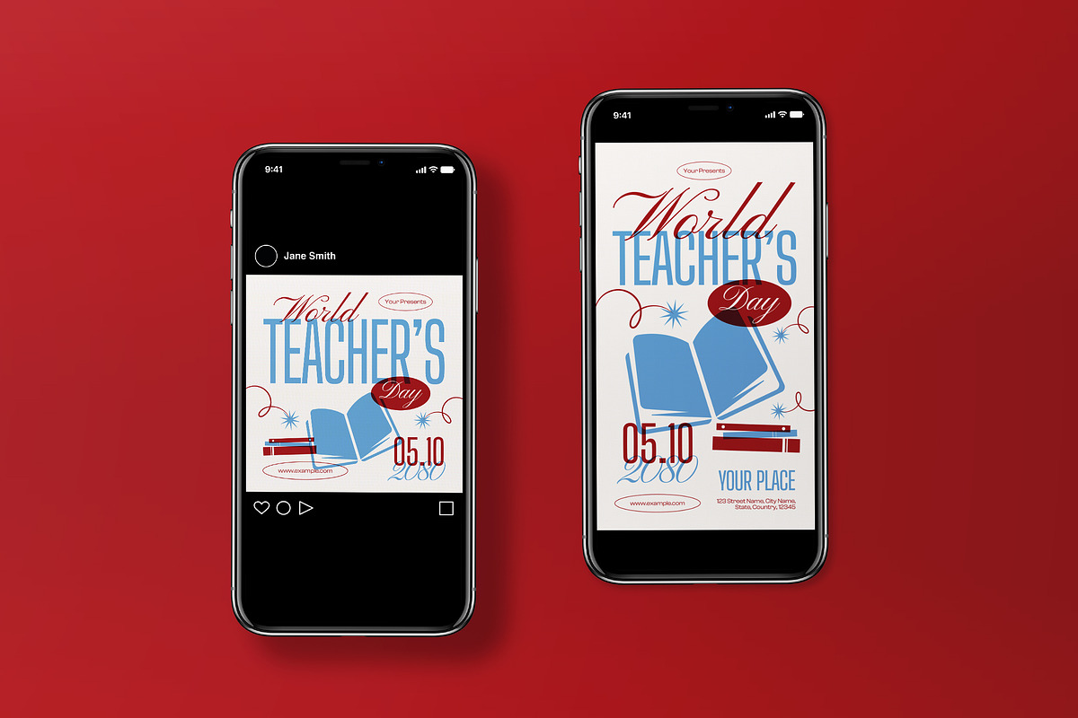 Blue World Teacher's Day Flyer Set, a Flyer Template by graphicook (Photo 3 of 3)