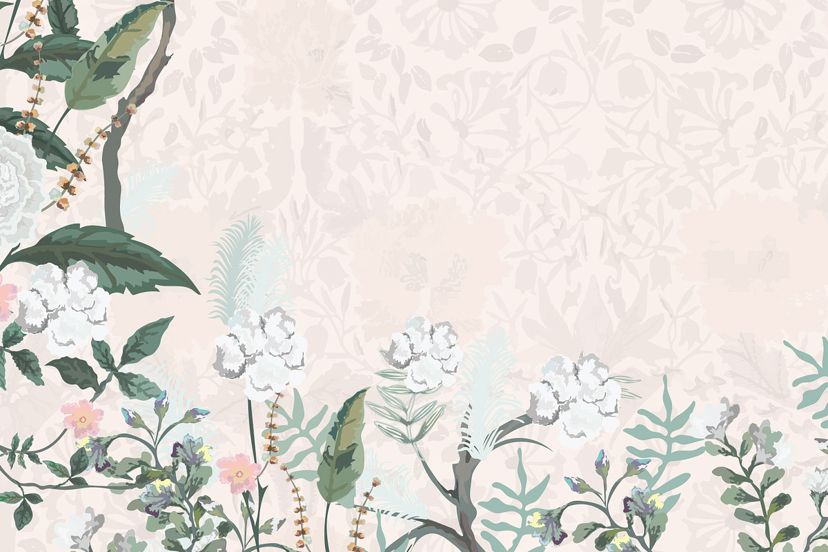 Neutral Floral Botanical Frame, a Decorative Illustration by Mughal Wallpaper (Photo 3 of 4)