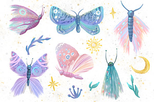 Magic Butterflies Watercolor Clipart