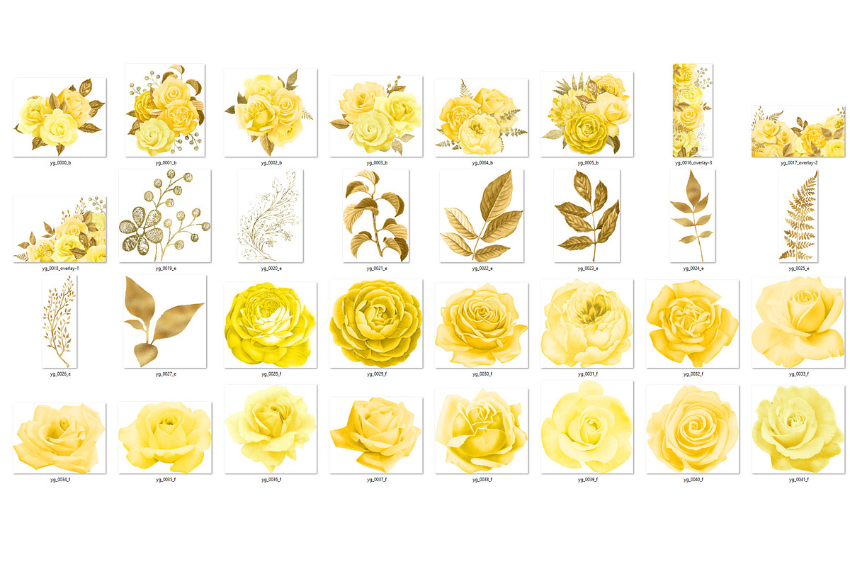 Yellow and Gold Floral Clipart, an Illustration by Digital Curio (Photo 2 of 5)