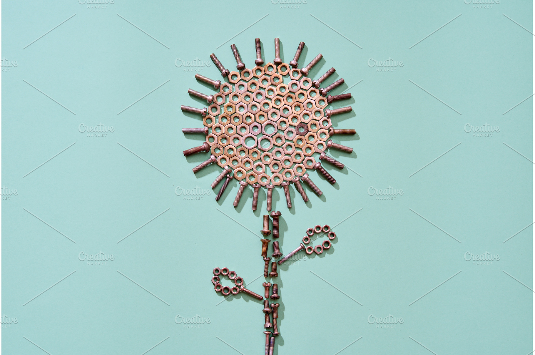 Creative metal flower made of bolts, an Abstract Photo by Gladkov photography