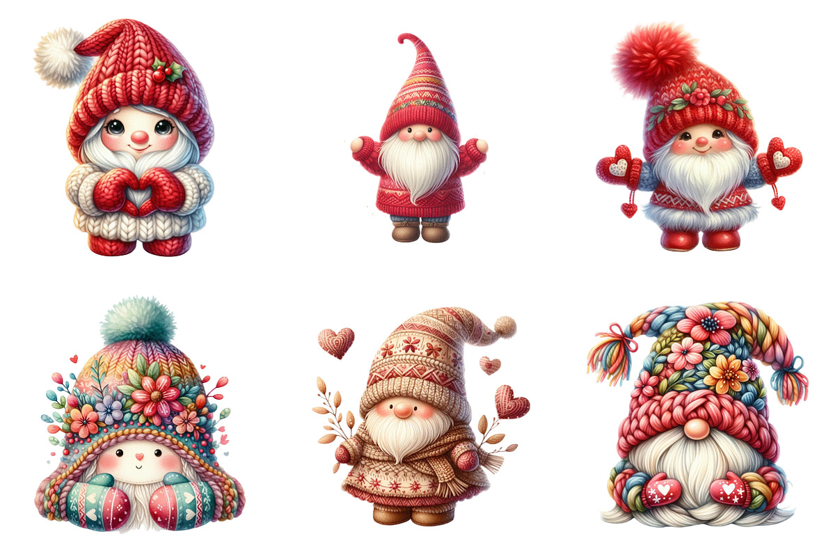 Yarn Crochet Valentines Gnome PNG, an Illustration by SinaCreation (Photo 4 of 11)