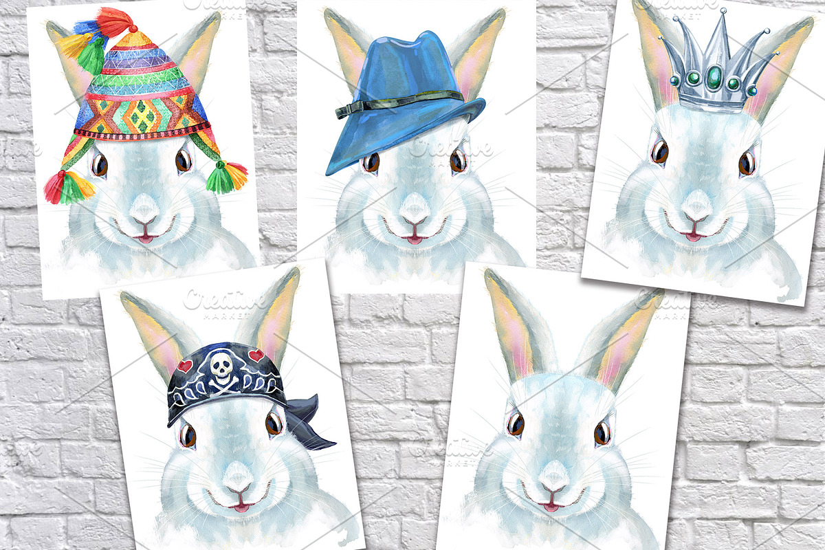 Watercolor white rabbit, an Animal Illustration by Watercolor fantasy (Photo 5 of 5)