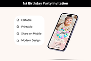 1st Birthday Party Invitation, an Invitation Template by Adored Templates (Thumbnail 1 of 10)