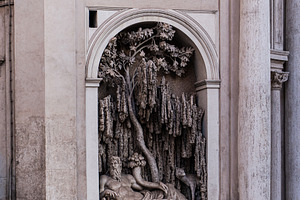 Sculptures in fountain in the historical part of Rome, capital c, an Architecture Photo by Anna Bogush