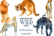 Watercolor WILD cats, an Animal Illustration by Anastasia (Thumbnail 1 of 13)