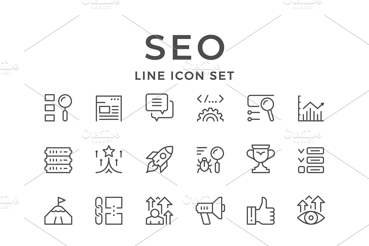 Set line icons of SEO, an Outline Icon by motorama (Photo 1 of 2)