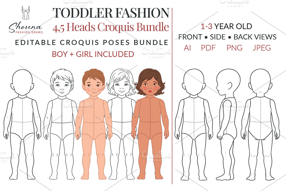 Toddler Fashion Croquis Bundle, a Person Illustration by Shorena Fashion Draws (Photo 1 of 13)