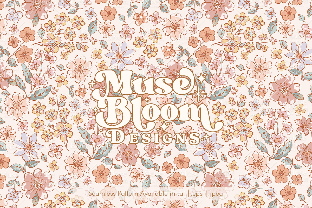 Squirrel Floral Seamless Pastel, a Pattern Graphic by MuseBloomDesigns (Photo 3 of 7)