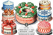 Cute Christmas Cake Clipart Bundle, an Illustration by DreamArtGraphic (Thumbnail 1 of 5)