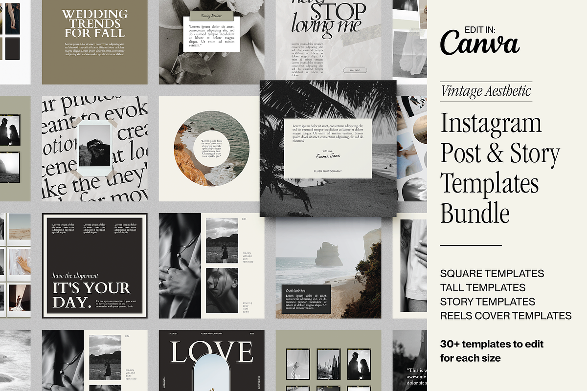 Vintage Social Media Templates, a Social Media Template by Brand & Bloom (Photo 1 of 10)