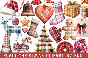 Plaid Christmas Clipart, an Illustration by Libby Wishes