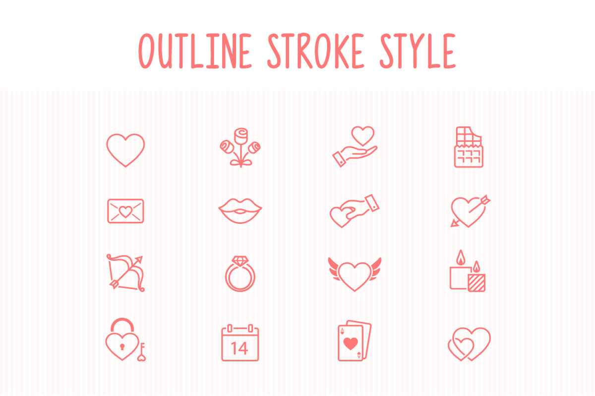 Set of 3 Styles Valentine Icons preview 3