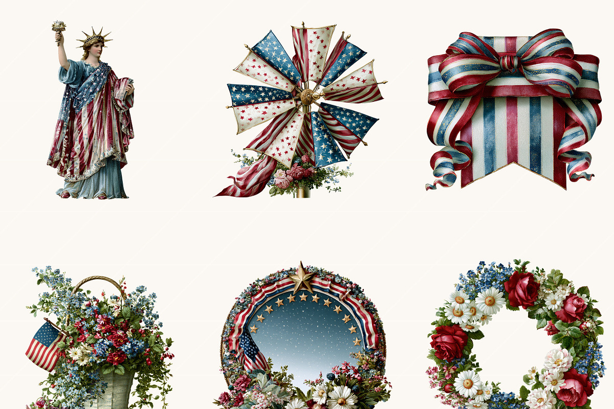 Watercolor 14 th of July Clipart, a Seasonal Illustration by BusyDaydesign (Photo 5 of 9)