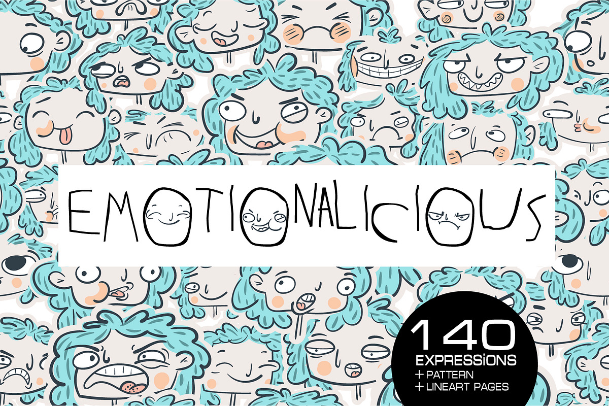 Emotionalicious - 140 faces, an Illustration by Teeshoom Studio (Photo 1 of 4)