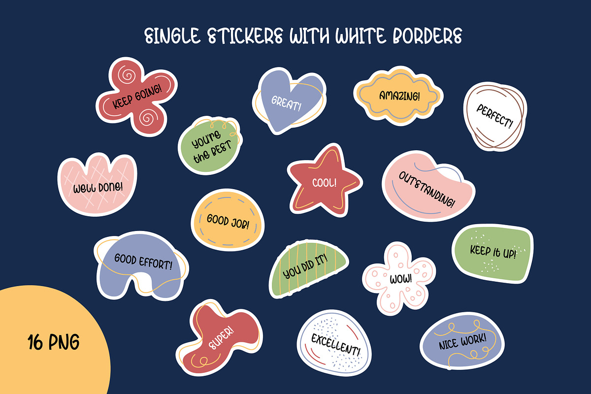 Motivational Stickers Pack | Vector, a Stationery Template by AnnaViolet_store (Photo 3 of 5)