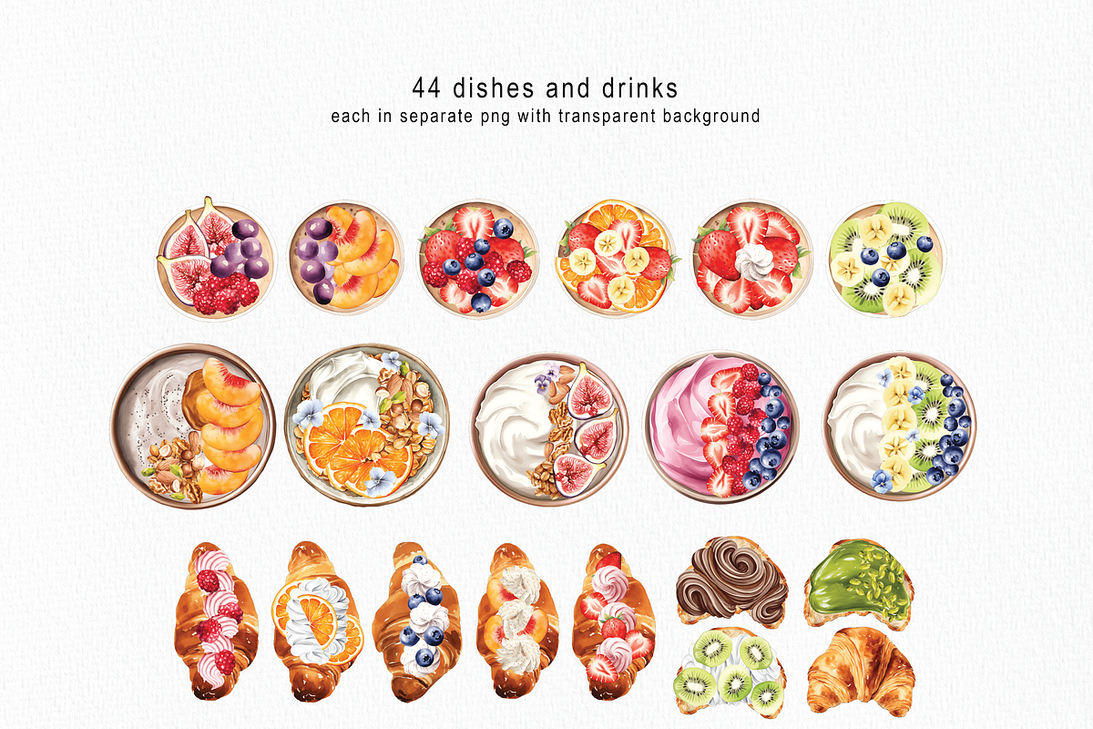 Watercolor French Breakfast Clipart, a Food Illustration by StudioBleu (Photo 2 of 6)